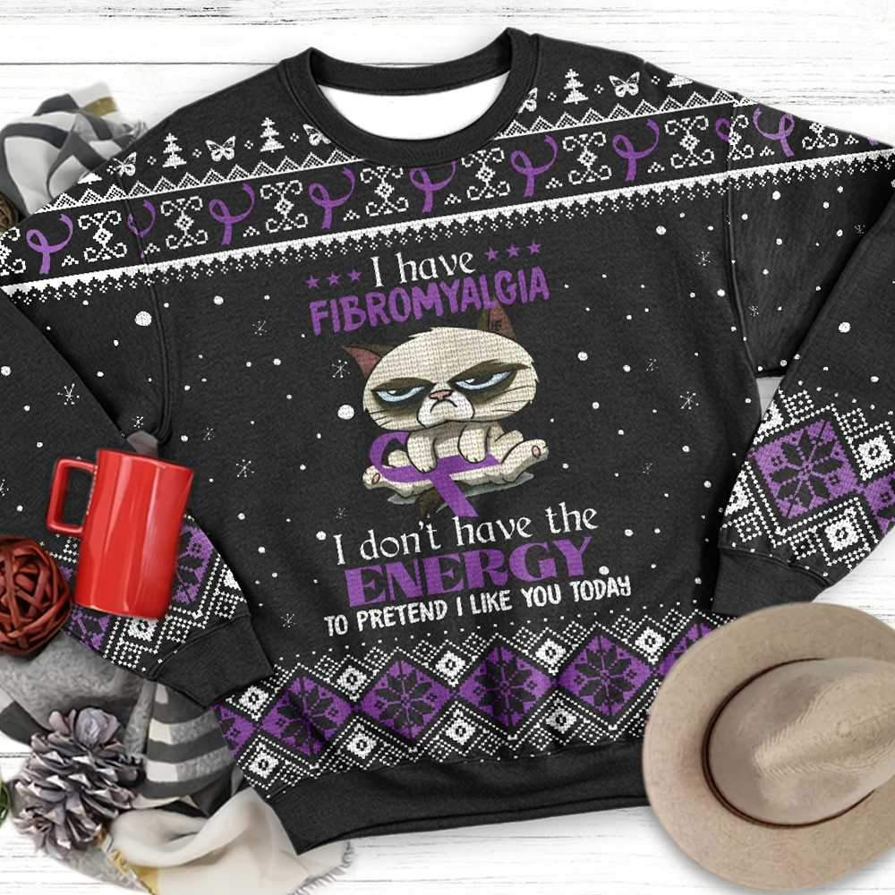 I Dont Have The Energy Fibromyalgia Awareness Ugly Christmas Sweater Adult 3D Funny Matching for family