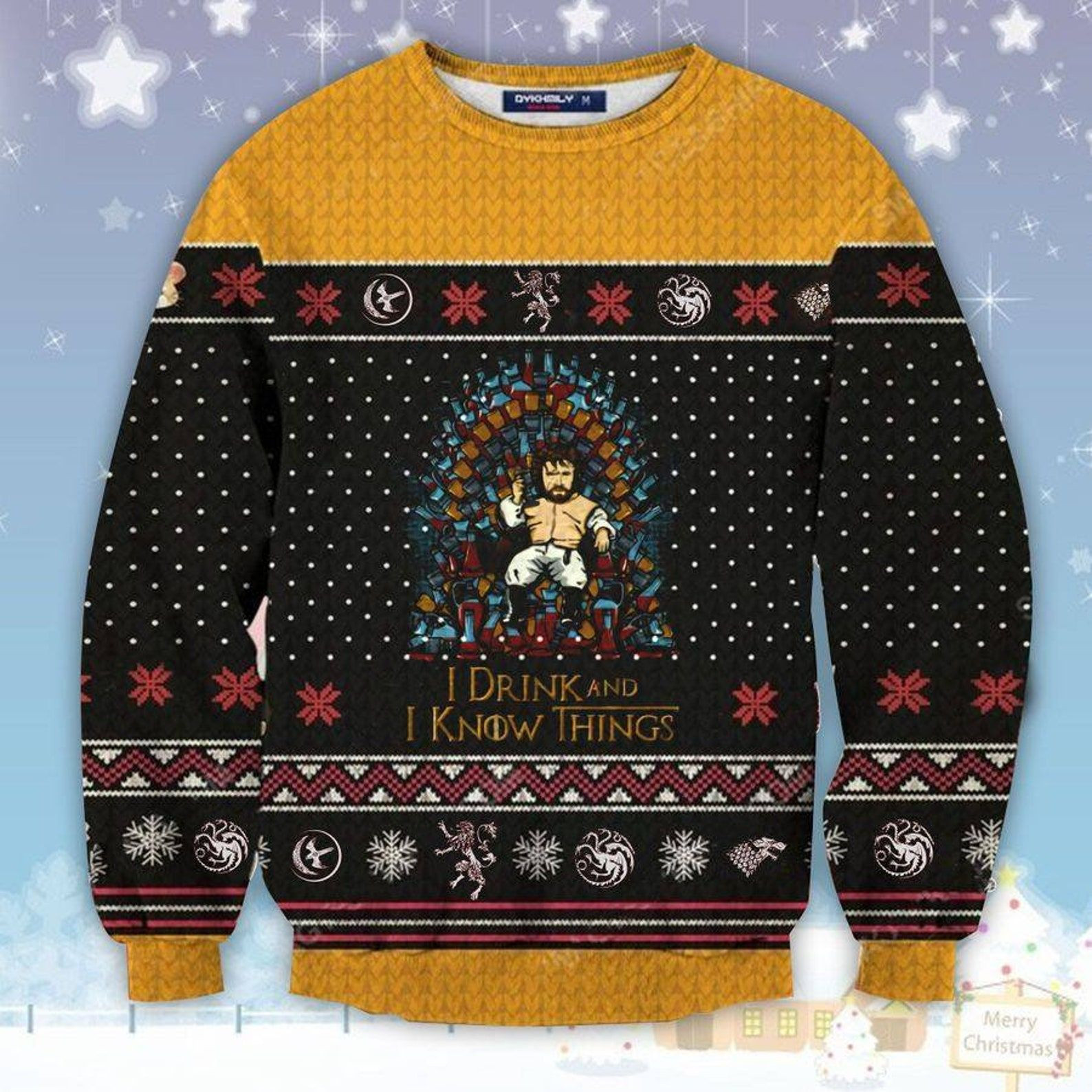 I Drink And I Know Things Tyrion Lannister Ugly Christmas Sweater Adult 3D Funny Matching for family