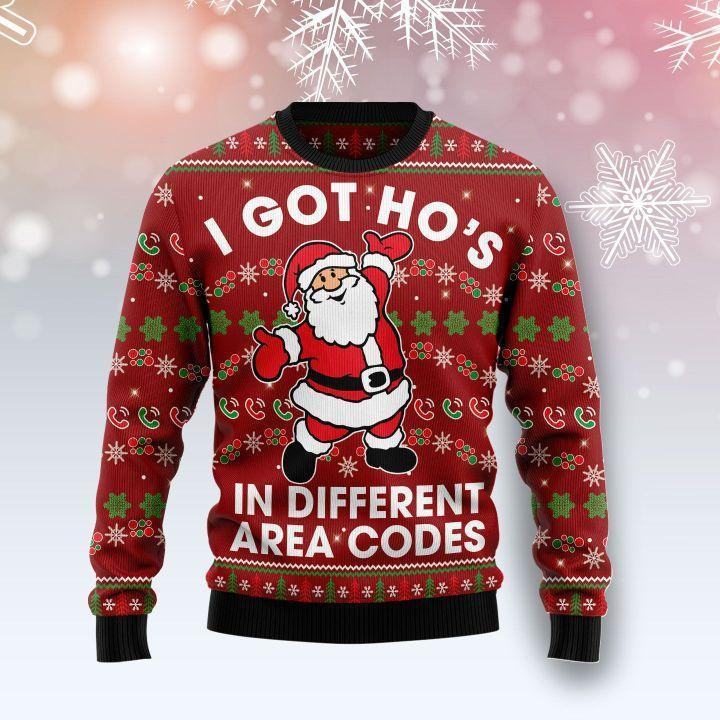 I Got Hos In Different Area Codes Ugly Christmas Sweater Adult 3D Funny Matching for family