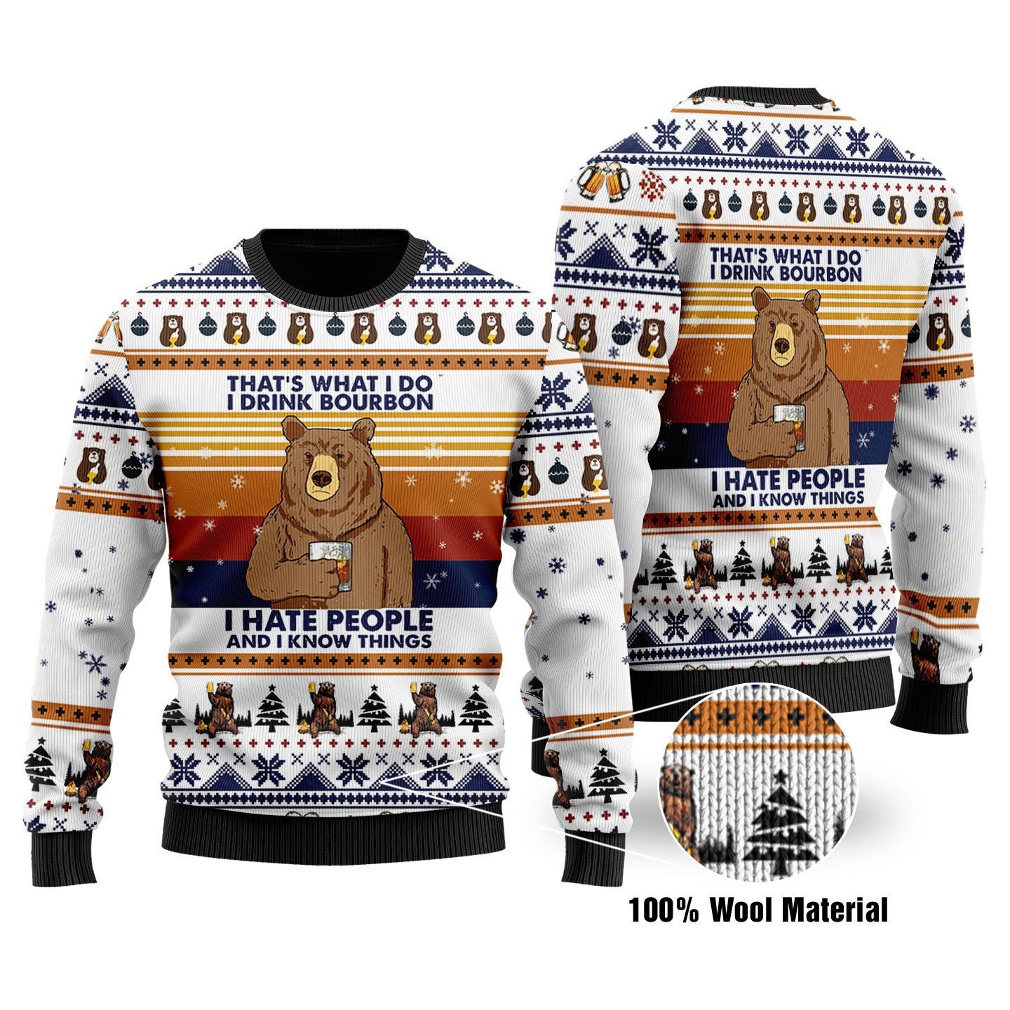 I Hate People Ugly Christmas Sweater Adult 3D Funny Matching for family