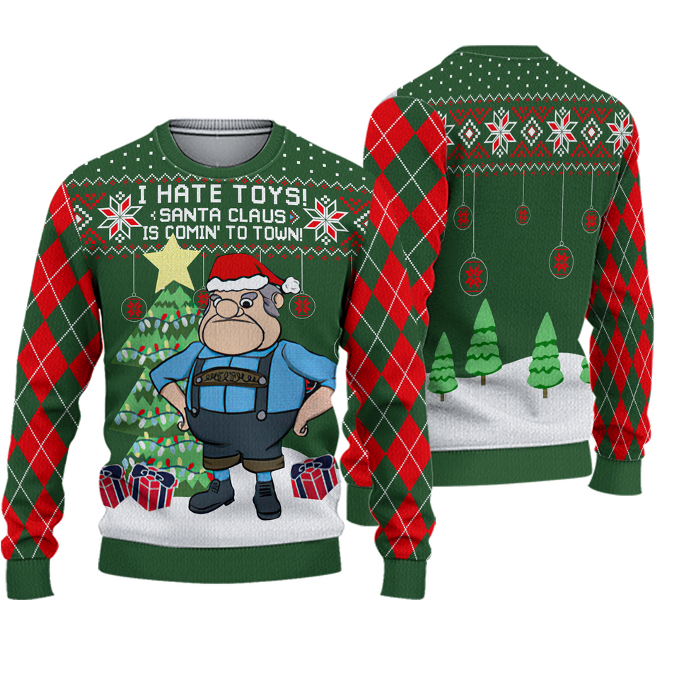 I Hate Toys Santa Claus Is Comin' To Town Ugly christmas Sweater