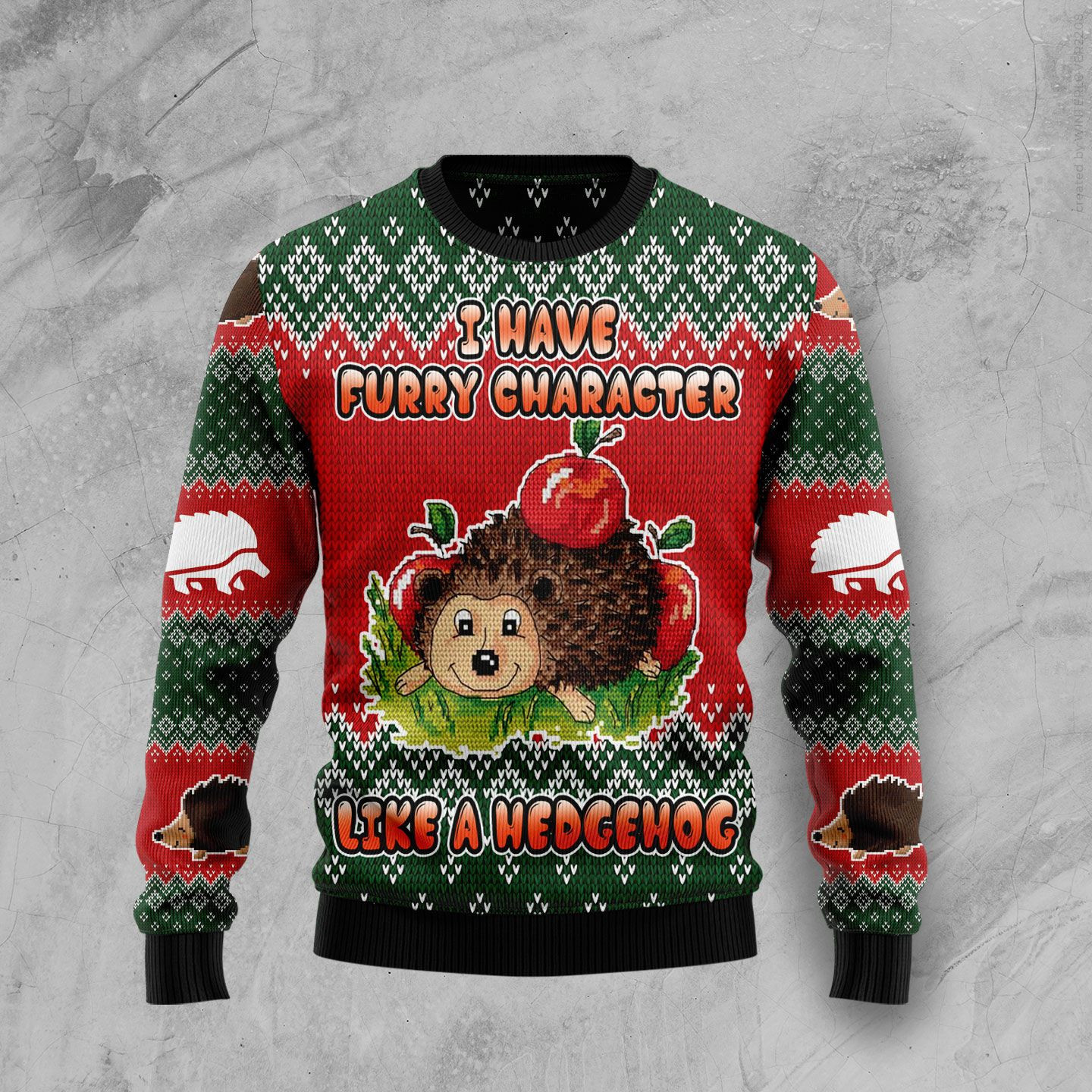 I Have A Furry Character Like A Hedgehog Ugly Christmas Sweater Adult 3D Funny Matching for family
