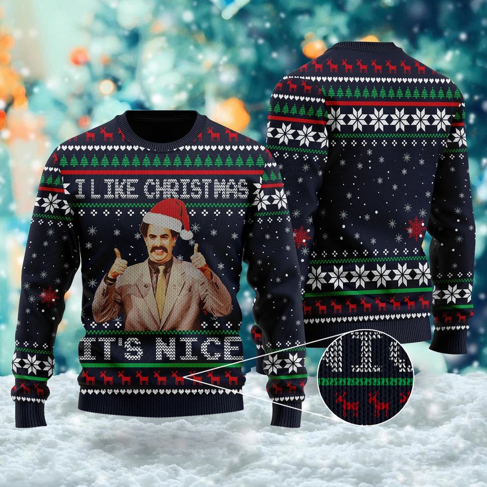 I Like Christmas It's Nice 3D All Over Printed T-shirt, US Comedy Ugly Christmas Sweater