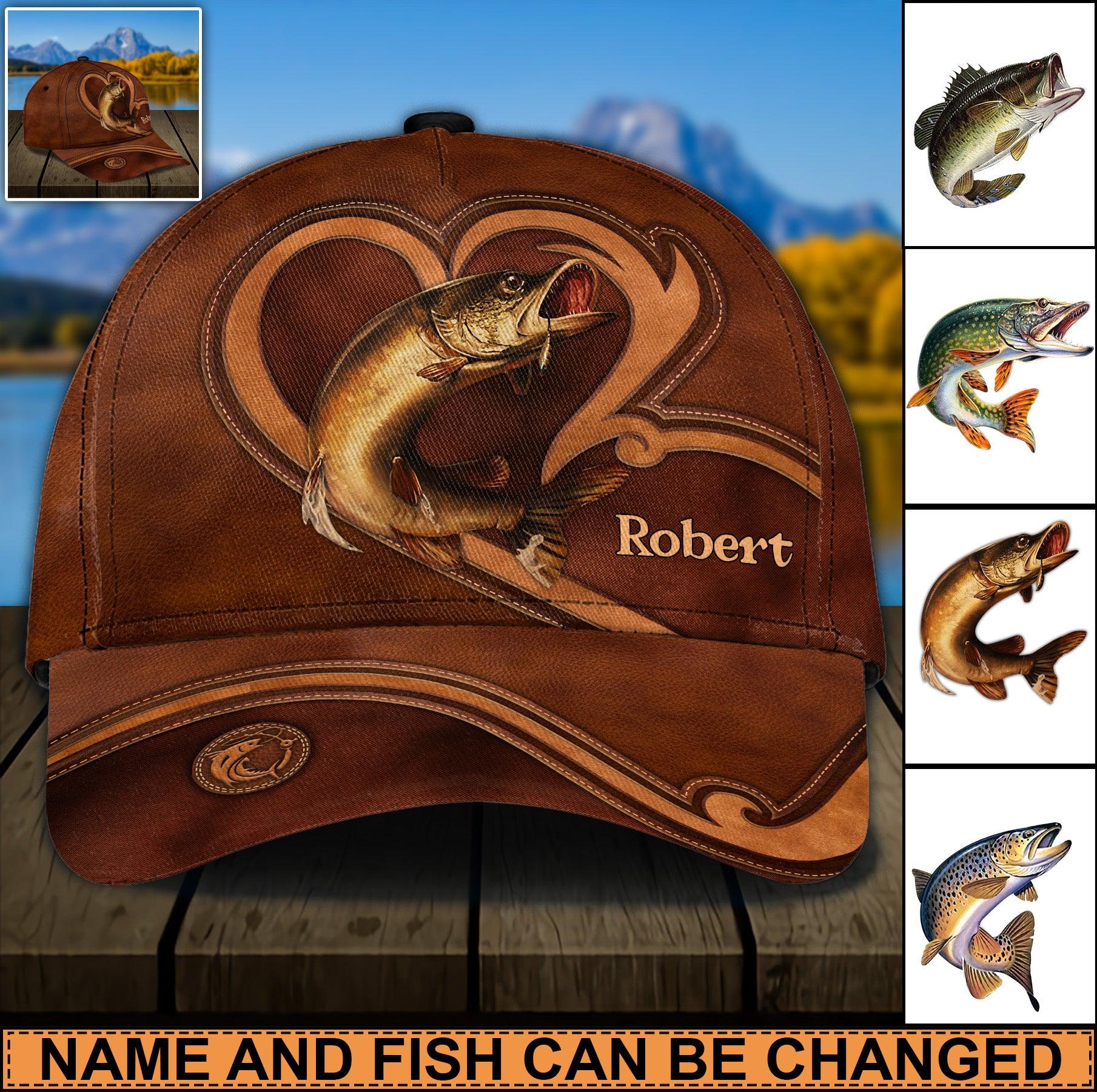 I Love Fishing Personalized Classic Cap, Personalized Gift for Fishing Lovers Trucker Hats Custom Hats Gifts For Men & Women