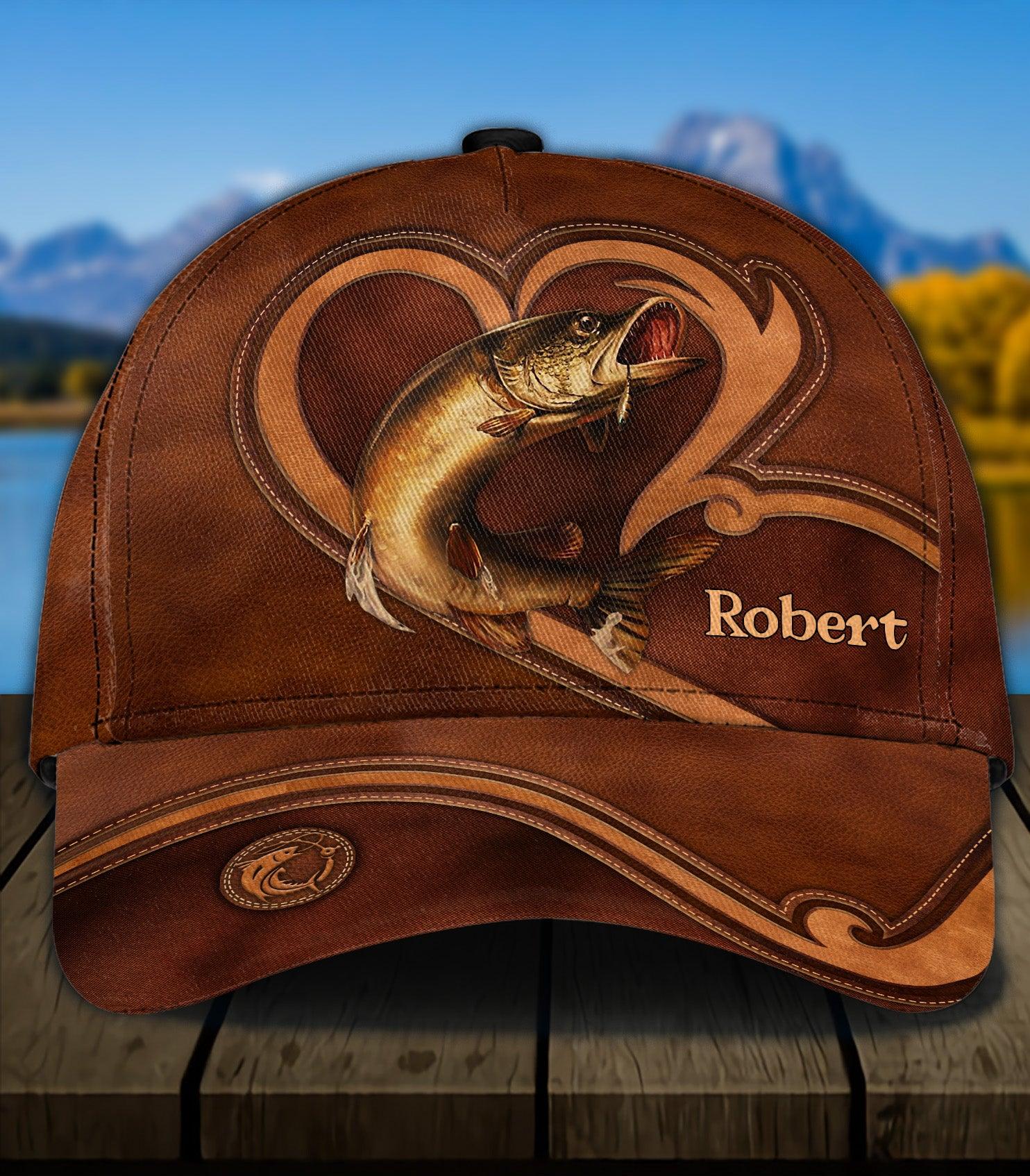 I Love Fishing Personalized Classic Cap, Personalized Gift for Fishing Lovers Trucker Hats Custom Hats Gifts For Men & Women