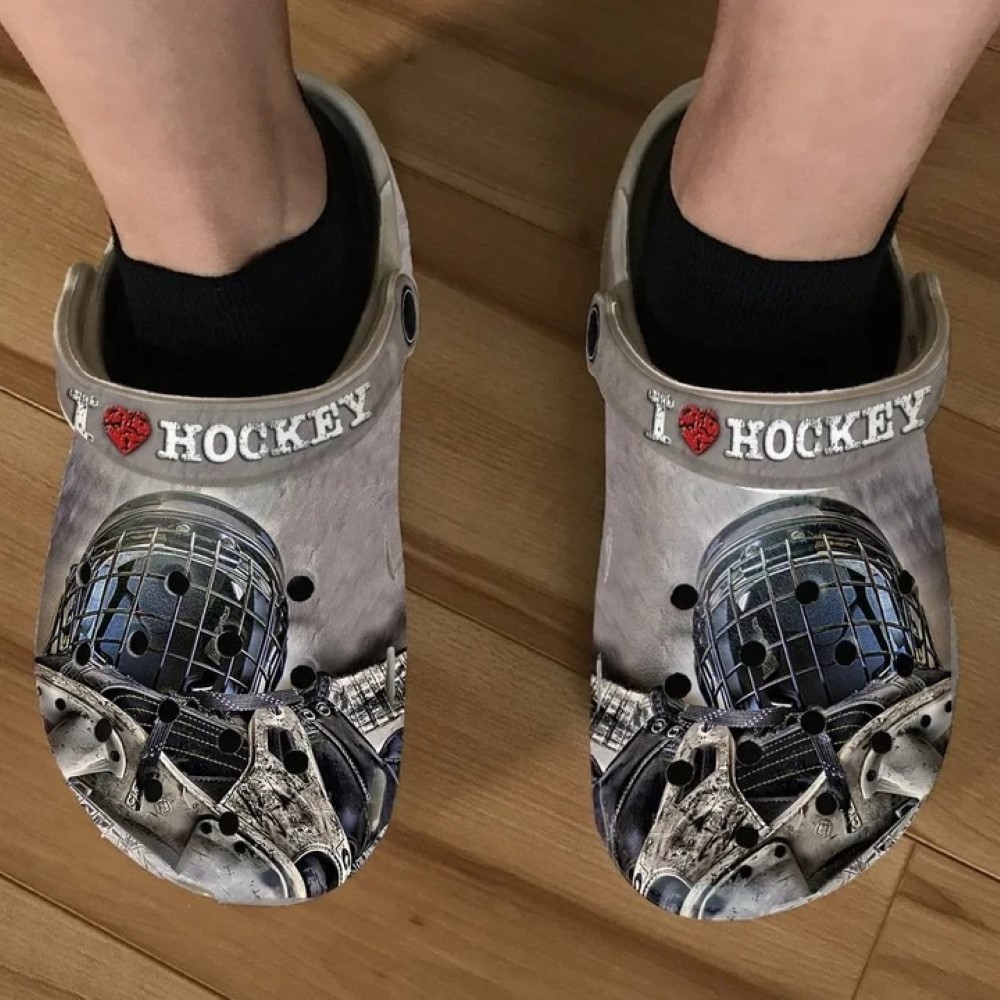 I Love Hockey Sport Crocs Crocband Clogs Shoes Comfortable For Men Women and Kids