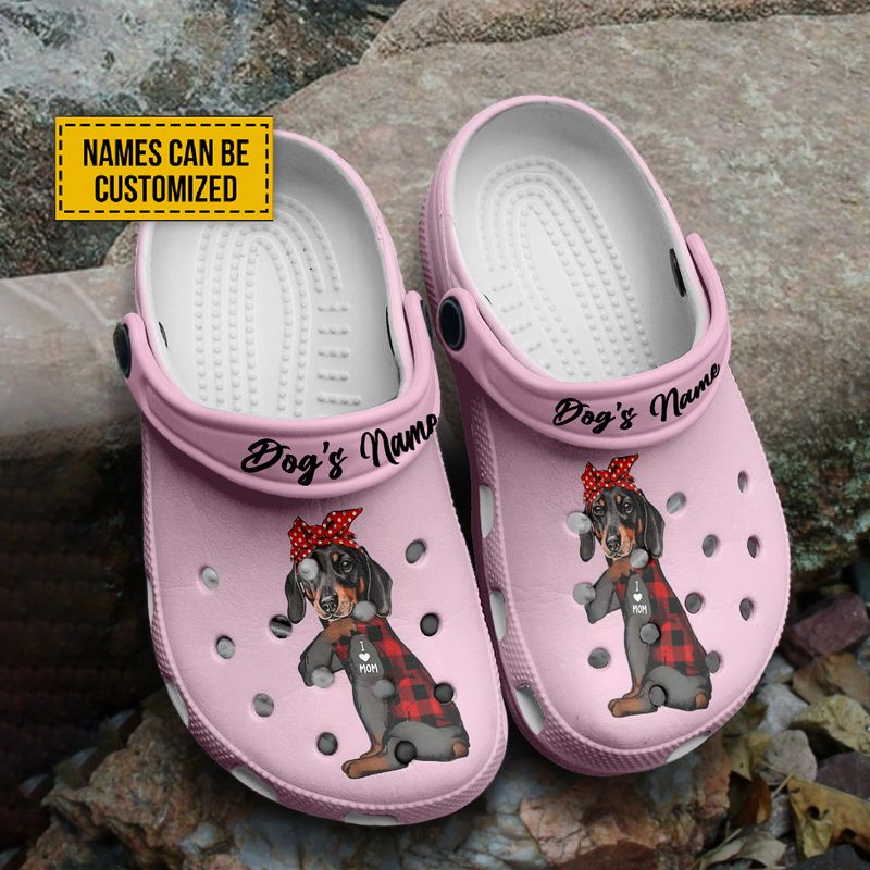 I Love Mom Cute Dachshund Crocs Crocband Clogs Shoes Comfortable For Men Women and Kids