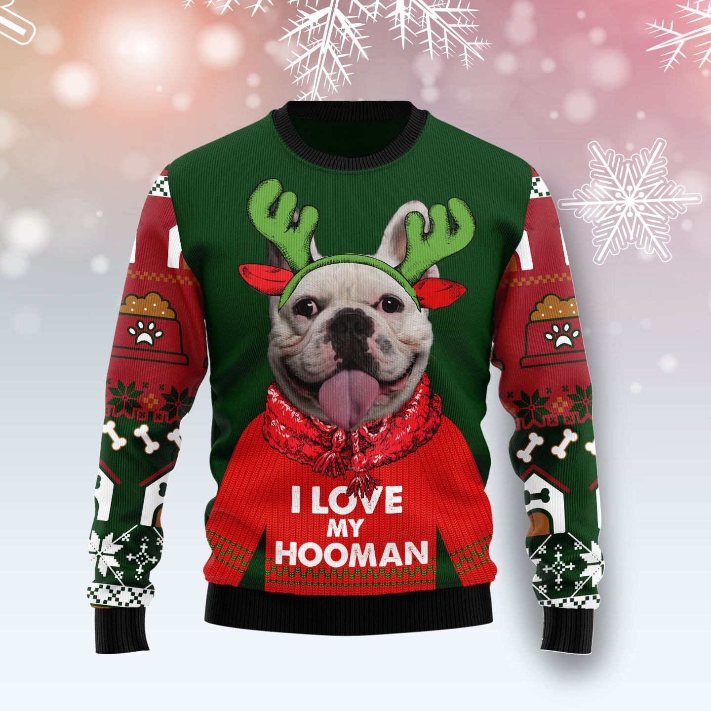I Love My Hooman Dog Ugly Christmas Sweater Adult 3D Funny Matching for family