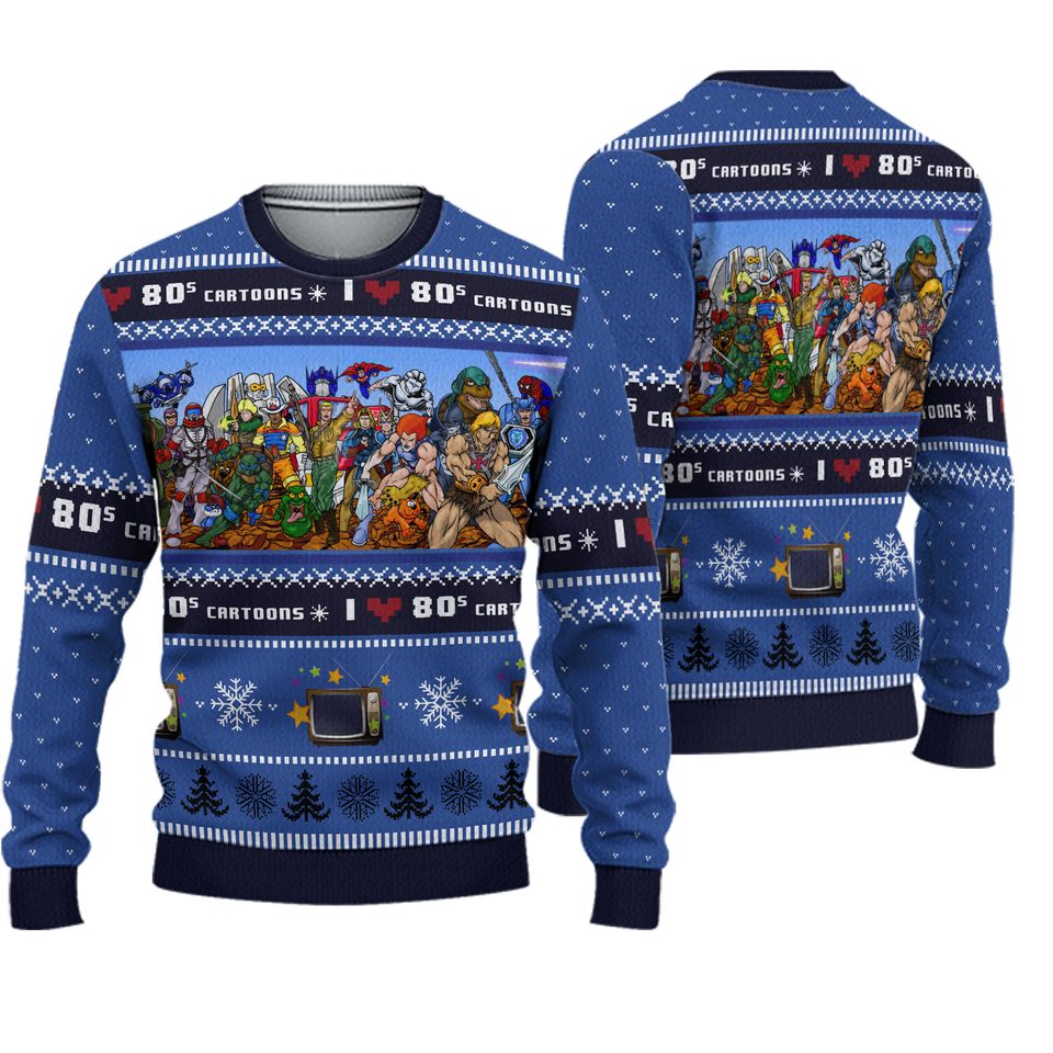 I Love The 80s Cartoons Ugly Christmas Sweater