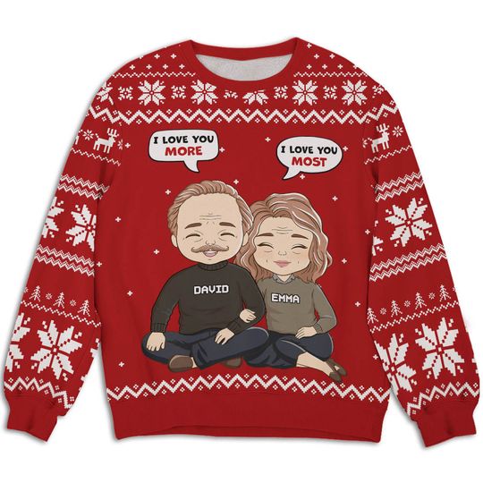 I Love You More - Personalized Sweatshirt - Christmas Gift For Couple, Husband, Wife - Image 4