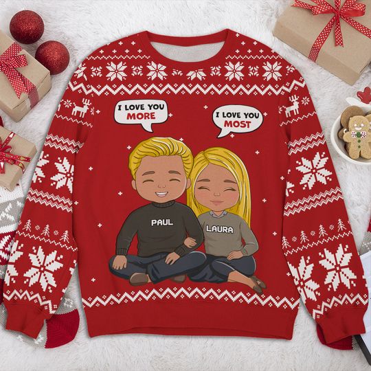 I Love You More - Personalized Sweatshirt - Christmas Gift For Couple, Husband, Wife - Image 6