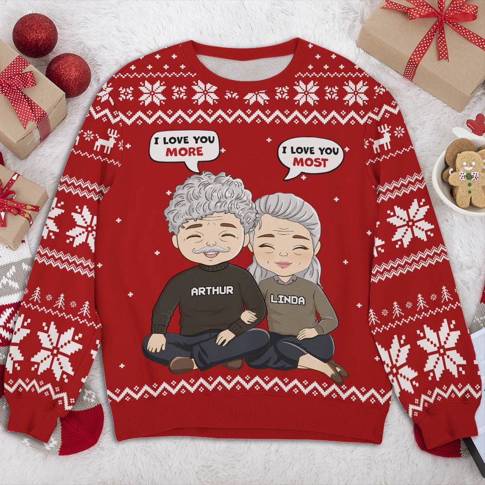 I Love You More - Personalized Sweatshirt - Christmas Gift For Couple, Husband, Wife - Image 2