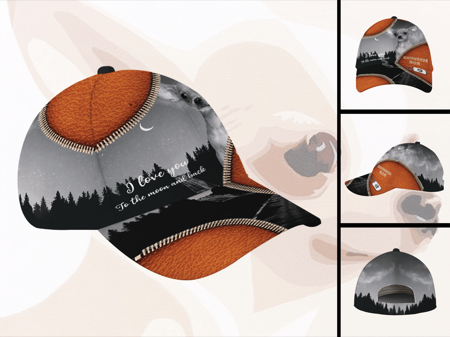 I Love You To The Moon And Back Chihuahua Mom Hat Classic Cap Trucker Hats Custom Hats Gifts For Men & Women