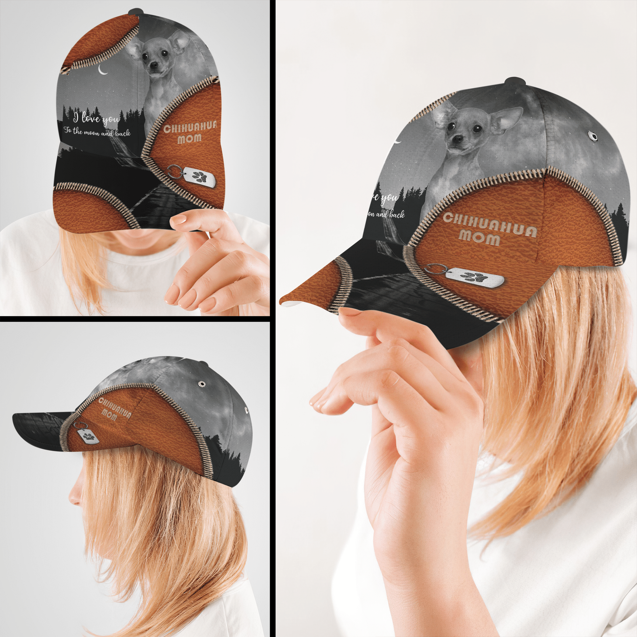I Love You To The Moon And Back Chihuahua Mom Hat Classic Cap Trucker Hats Custom Hats Gifts For Men & Women