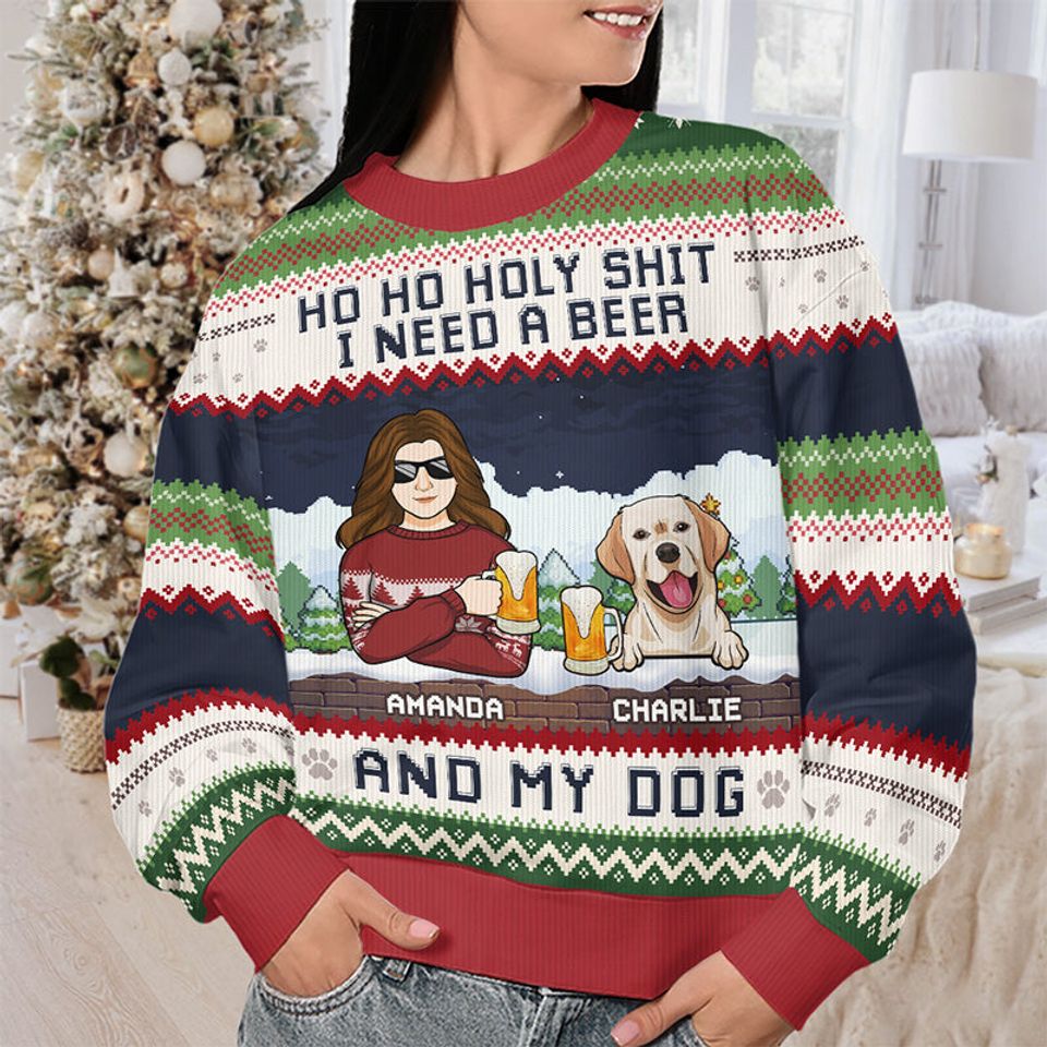 I Need A Beer And My Dogs - Dog Personalized Ugly Sweatshirt - Christmas Gift For Pet Owners, Pet Lovers - Image 2