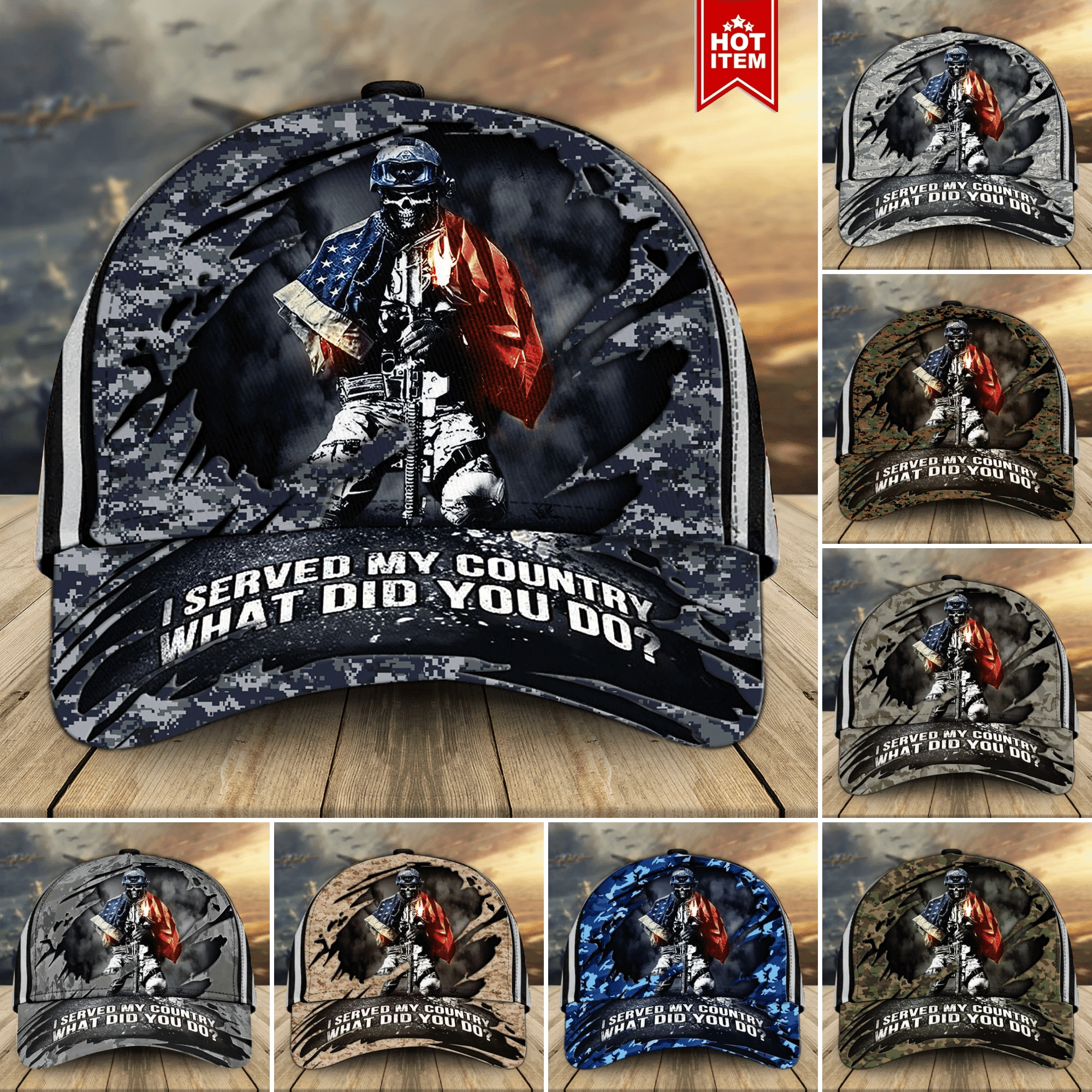 I Served My Country What Did You Do U.S 3D Printed Veteran Multicolored Cap Trucker Hats Custom Hats Gifts For Men & Women