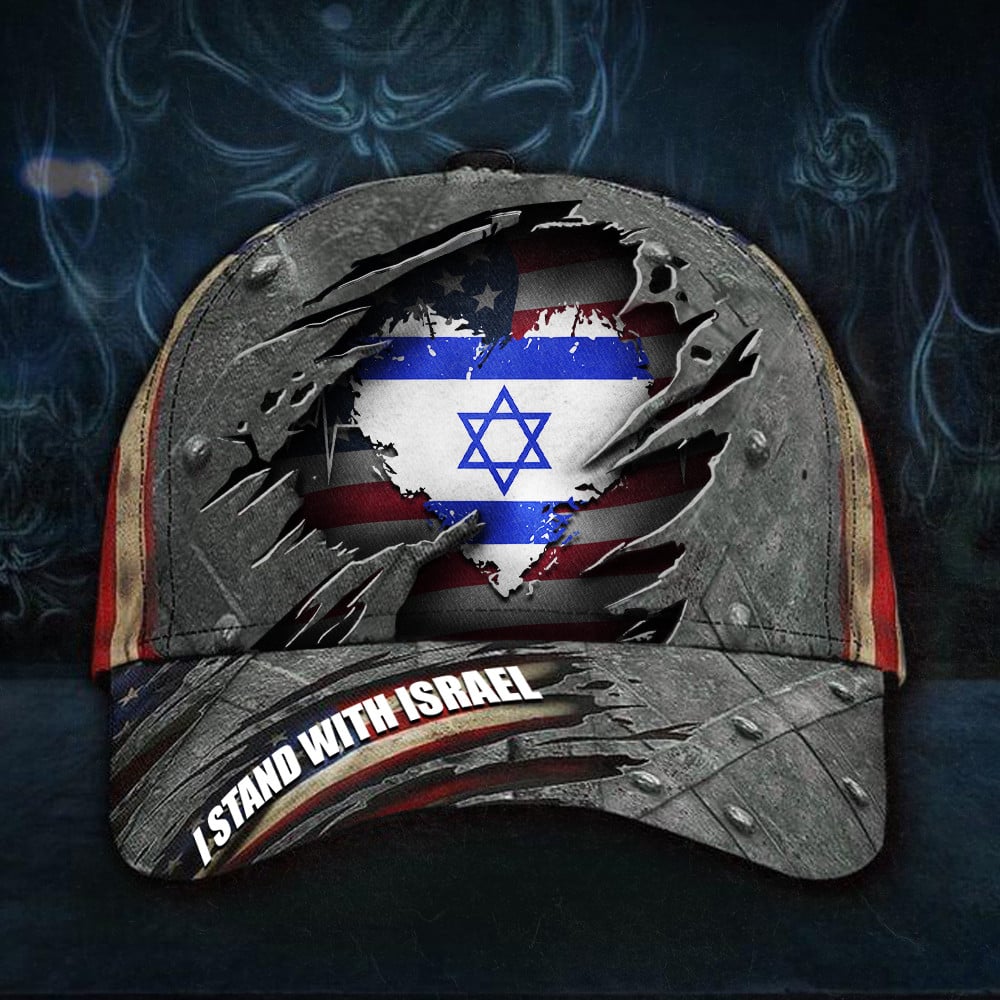 I Stand with Israel Hat Love Israel Vintage American Flag Hat Patriotic Gifts For Men Trucker Hats Custom Hats Gifts For Men & Women