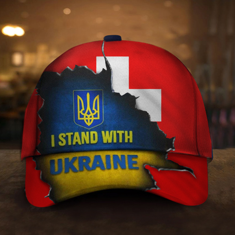 I Stand With Ukraine Switzerland Flag Hat Anti Putin Pray For Ukraine Hats Merch Swiss Gift Trucker Hats Custom Hats Gifts For Men & Women