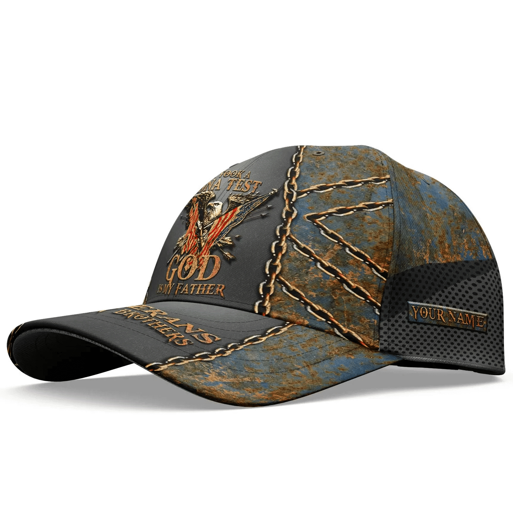 I Took A DNA Test God Is My Father Veterans Are My Brothers Personalized U.S Veteran Cap Trucker Hats Custom Hats Gifts For Men & Women