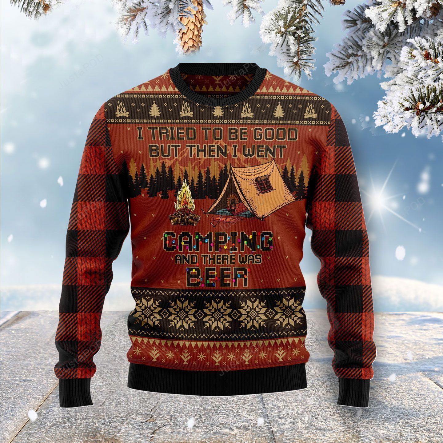 I Tried To Be Good But Then I Went Camping Christmas Ugly Christmas Sweater Adult 3D Funny Matching for family