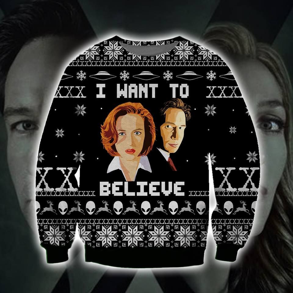 I Want To Believe Knitting Pattern 3D Print Ugly Christmas Sweater Adult 3D Funny Matching for family