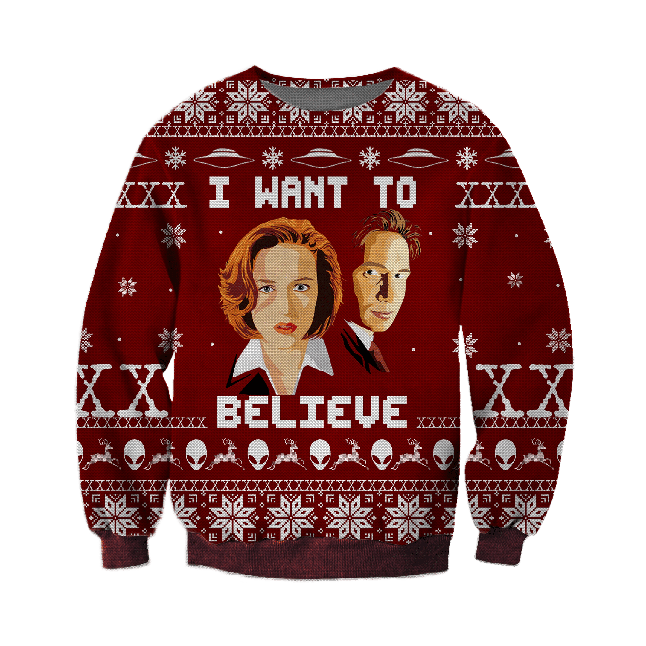 I Want To Believe Knitting Pattern 3D Print Ugly Christmas Sweater Adult 3D Funny Matching for family - Image 2