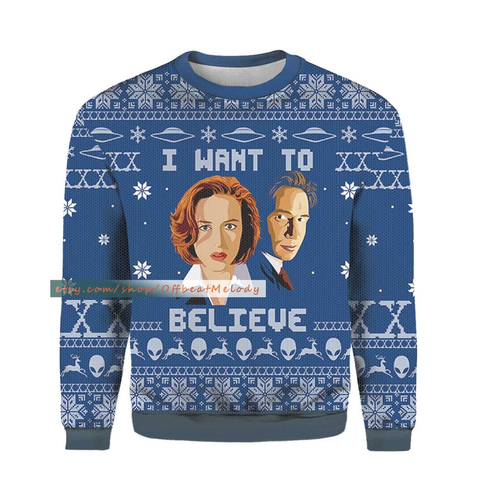 I Want to Believe The X-Files Ugly Christmas 3D Sweater
