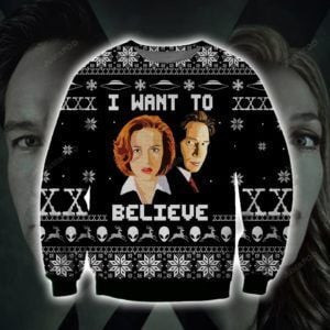 I Want To Believe Ugly Christmas Sweater Adult 3D Funny Matching for family