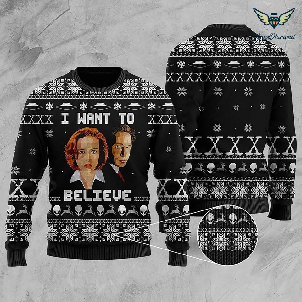 I Want To Believe Ugly Christmas Sweater, The X-Files Christmas Sweater