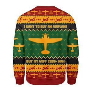 I Want to Buy an Airplane Ugly Christmas Sweater Adult 3D Funny Matching for family - Image 2