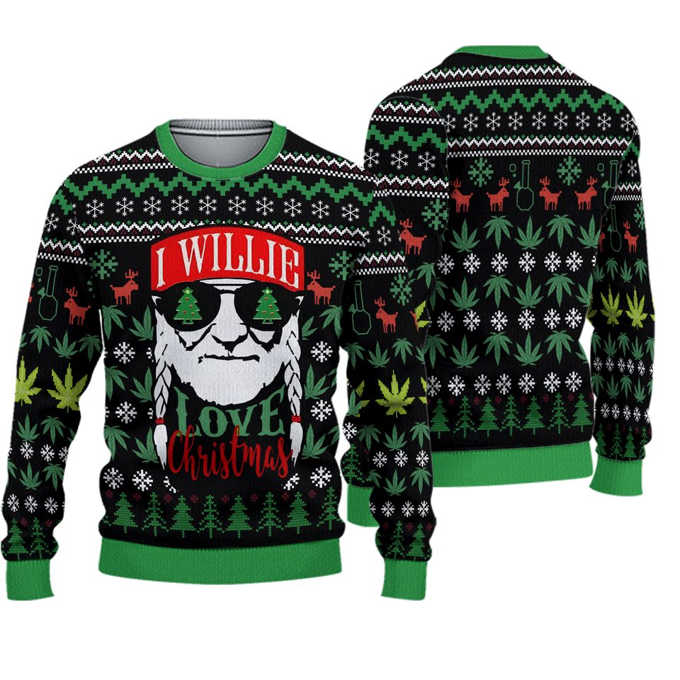 I Willie Love Christmas Nelson Ugly Christmas Sweater