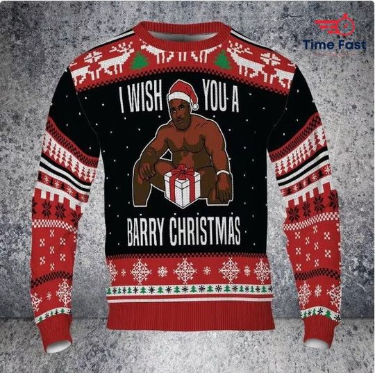 I Wish You A Barry Christmas Big Black Package For You Funny Christmas Ugly Sweater - Image 2