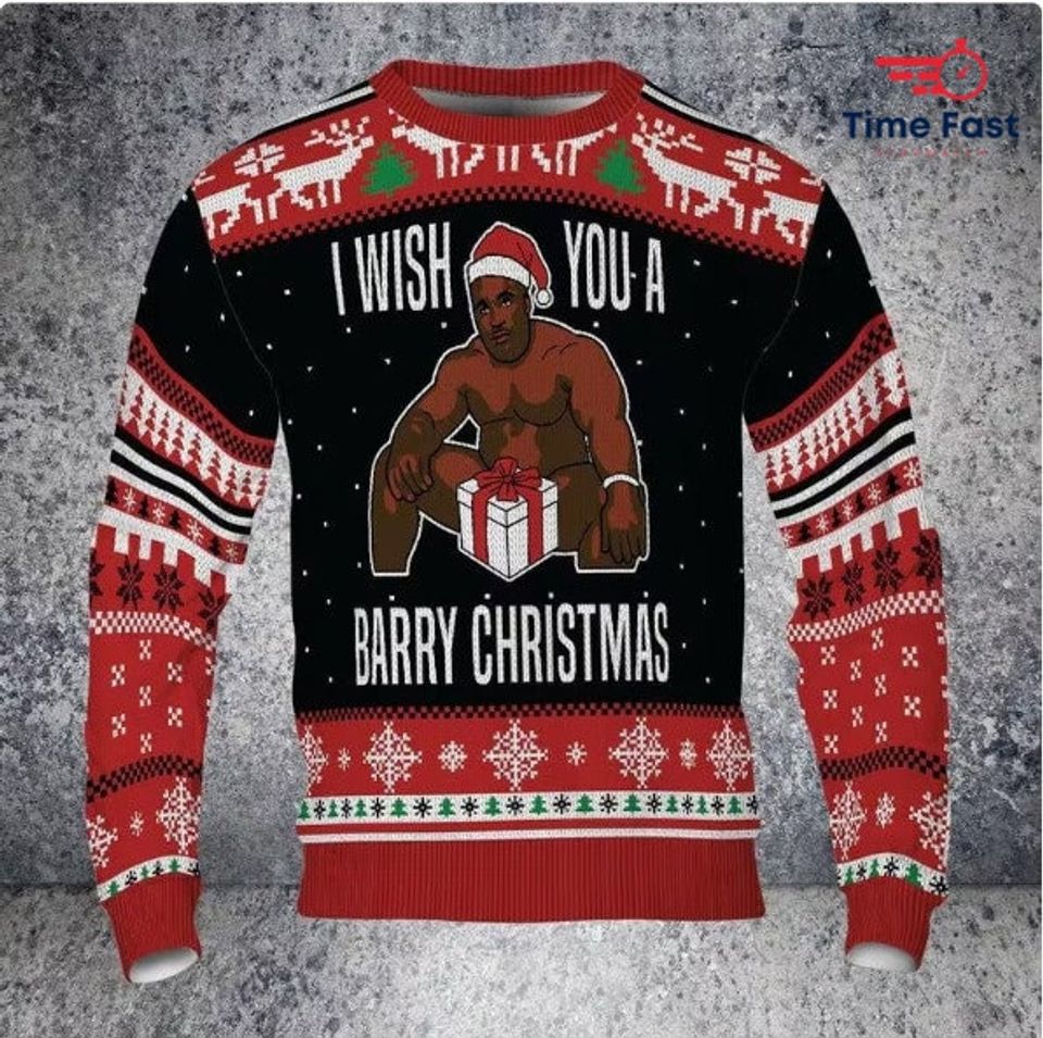I Wish You A Barry Christmas Big Black Package For You Funny Christmas Ugly Sweater
