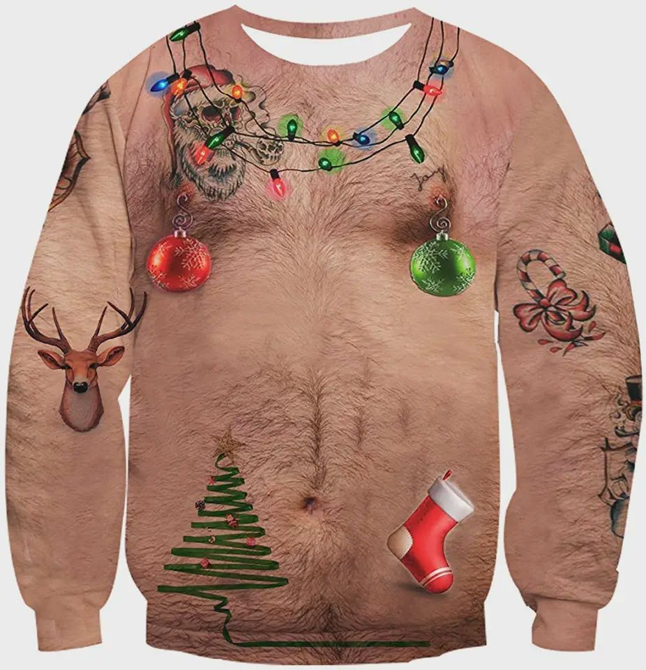 Idgreatim Unisex Ugly Christmas Sweater Adult 3D Funny Matching for family