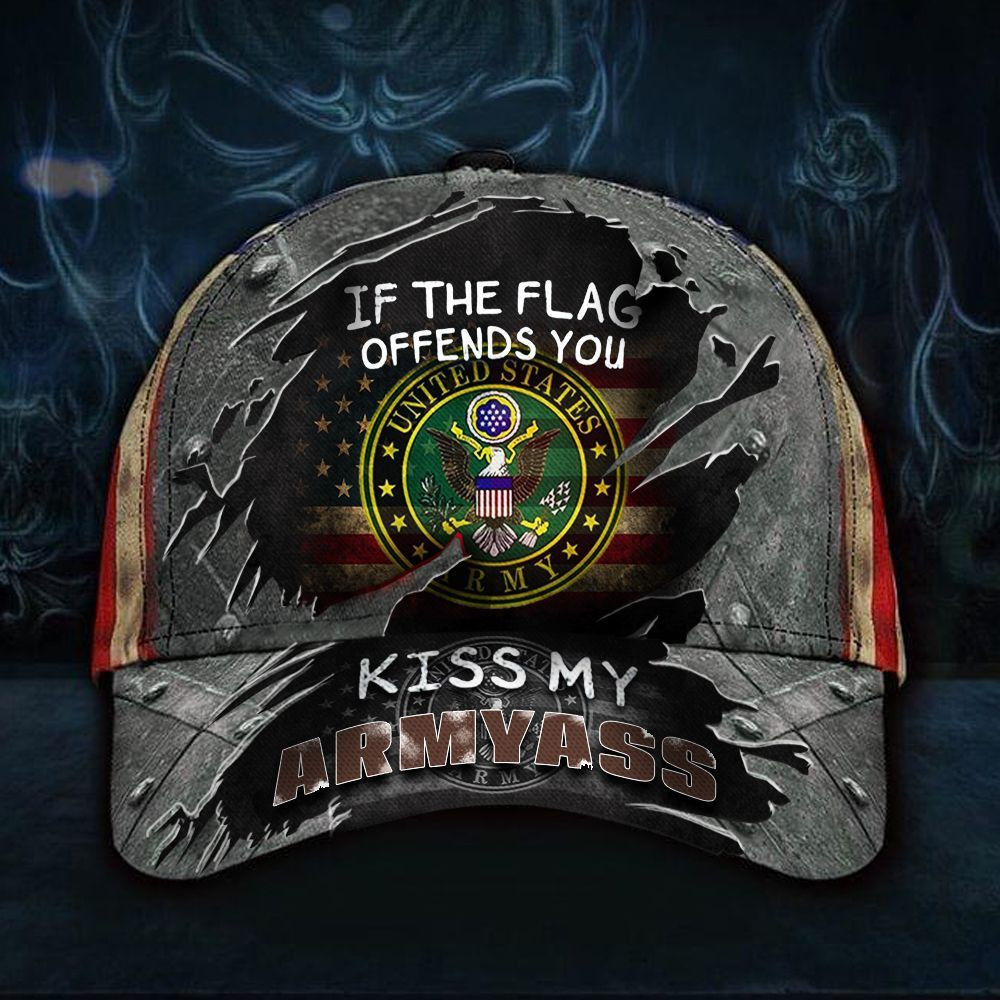 If The Flag Offends You Kid My Armyass Cap USA Flag Hat Funny Patriotic Honor Army Man Gift Trucker Hats Custom Hats Gifts For Men & Women