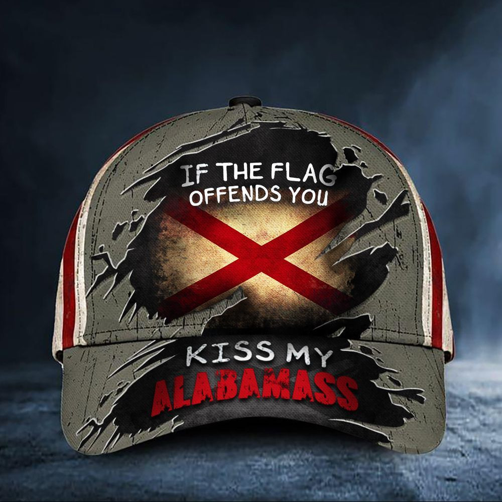 If The Flag Offends You Kiss My Alabamass Cap Vintage USA Flag Baseball Hat Alabama Merch Trucker Hats Custom Hats Gifts For Men & Women