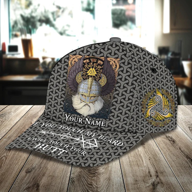 If You Touch My Beard, I Will Touch You Butt Custom Funny Viking Hat for Him Trucker Hats Custom Hats Gifts For Men & Women