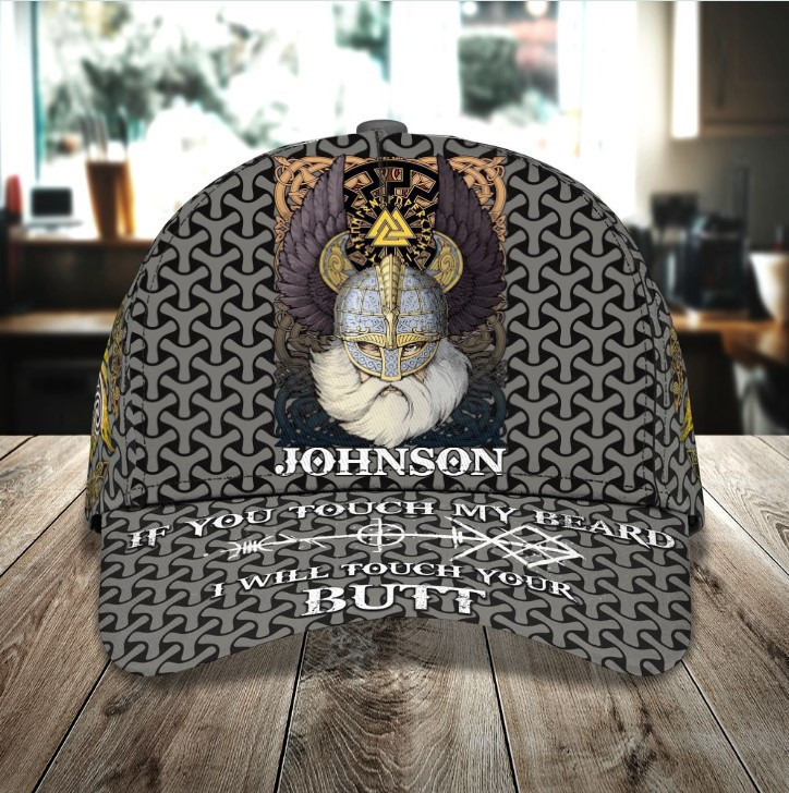 If You Touch My Beard, I Will Touch You Butt Custom Funny Viking Hat for Him Trucker Hats Custom Hats Gifts For Men & Women