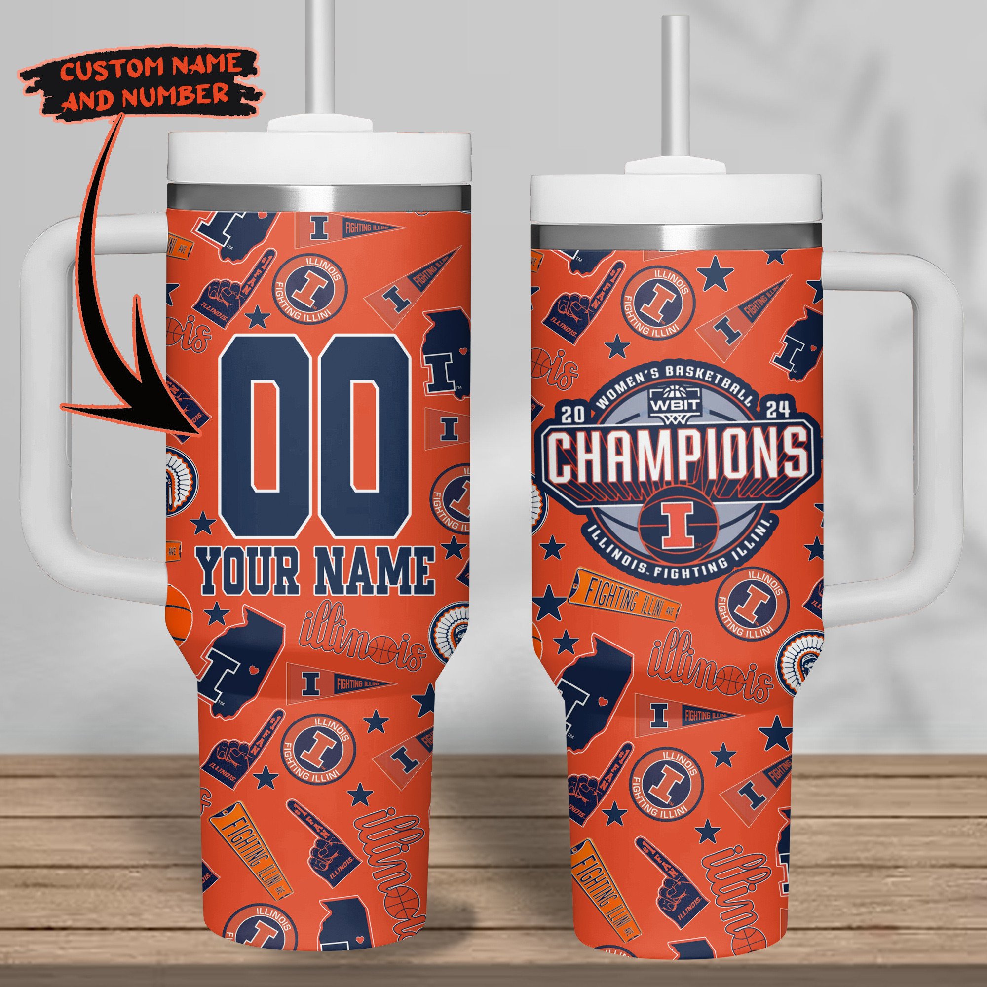 Illinois Fighting Illini menâ€™s basketball NCAA Custom Stanley Cup 40 oz 30 oz Tumbler With HandleTVC2301264