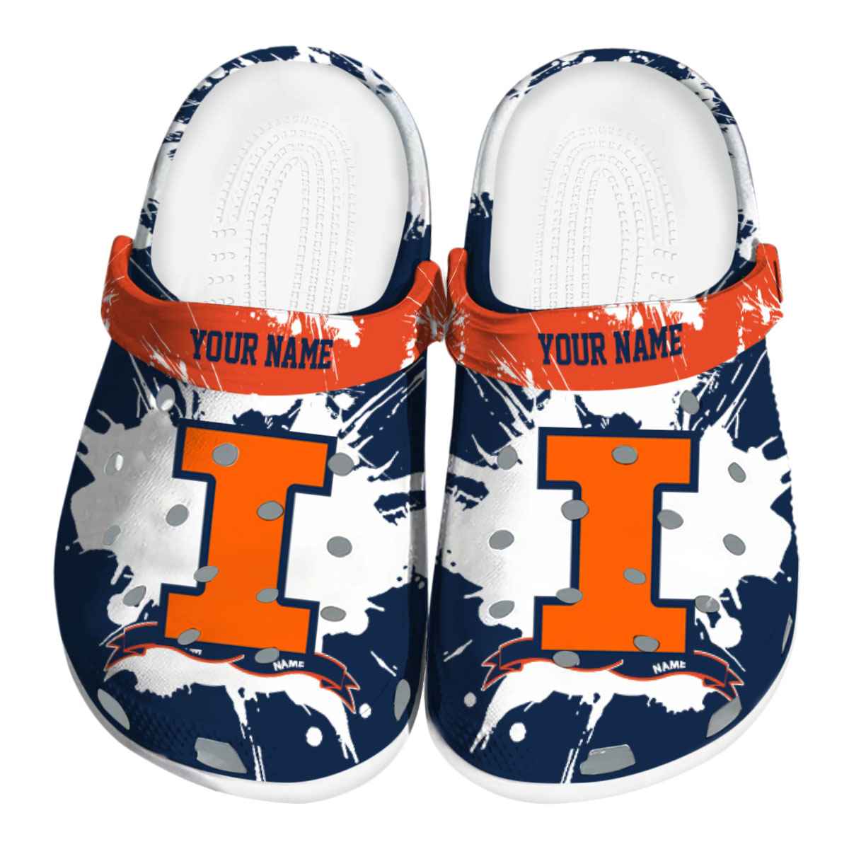 Illinois Fighting Illini NCAA Sport Crocs Crocband Clogs Shoes Comfortable For Men Women and Kids