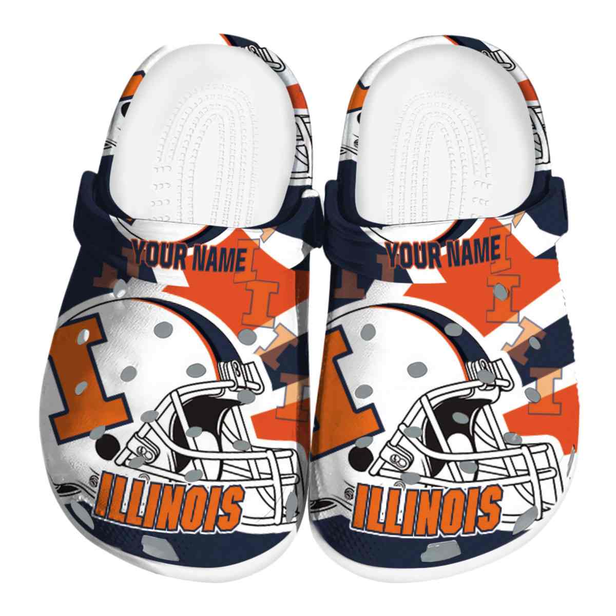 Illinois Fighting Illini NCAA Sport Crocs Crocband Clogs Shoes Comfortable For Men Women and Kids