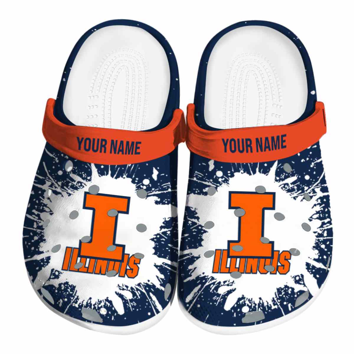 Illinois Fighting Illini NCAA Sport Crocs Crocband Clogs Shoes Comfortable For Men Women and Kids