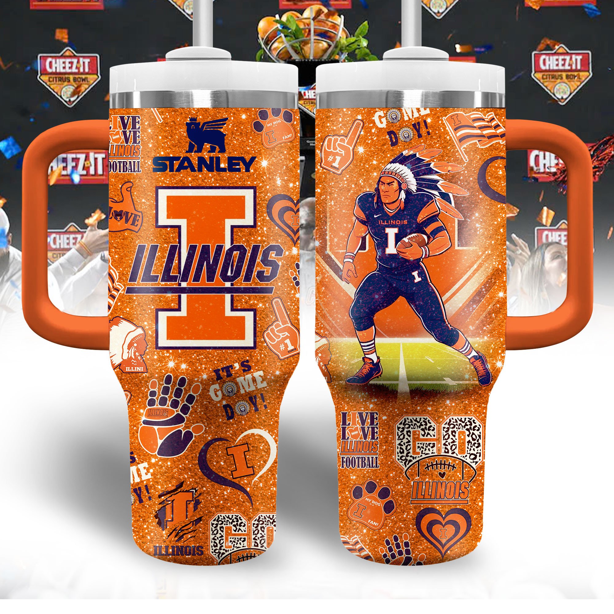 Illinois Fighting Illini NCAA Sports Custom Stanley Cup 40 oz 30 oz Tumbler With HandleTVC2301329