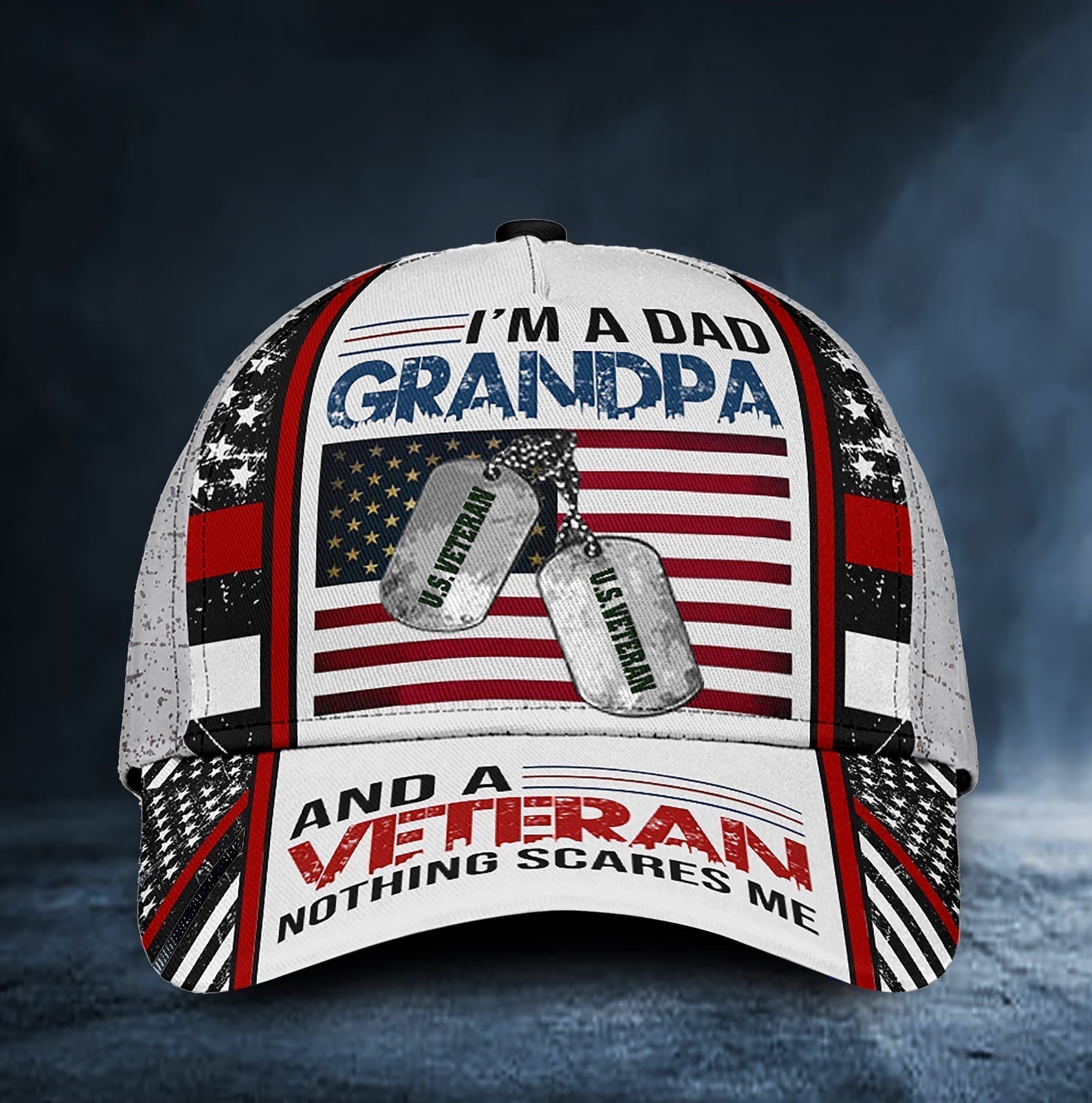 I'm A Dad Grandpa And A Veteran Nothing Scares Me Classic Cap Trucker Hats Custom Hats Gifts For Men & Women