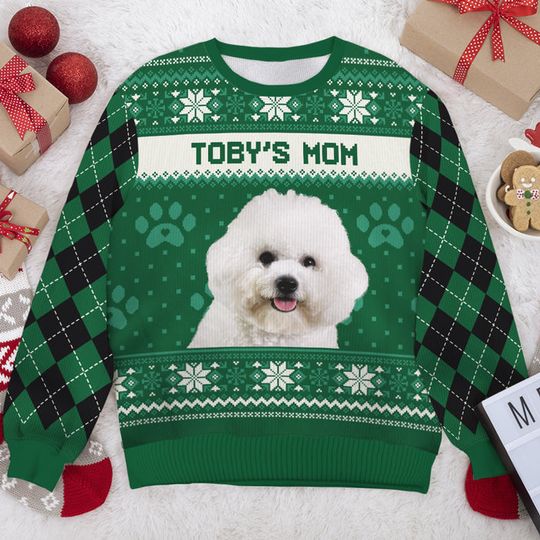 I'm A Dog Mom - Personalized Custom Unisex Ugly Christmas Sweatshirt - Upload Image, Gift For Pet Lovers - Image 4