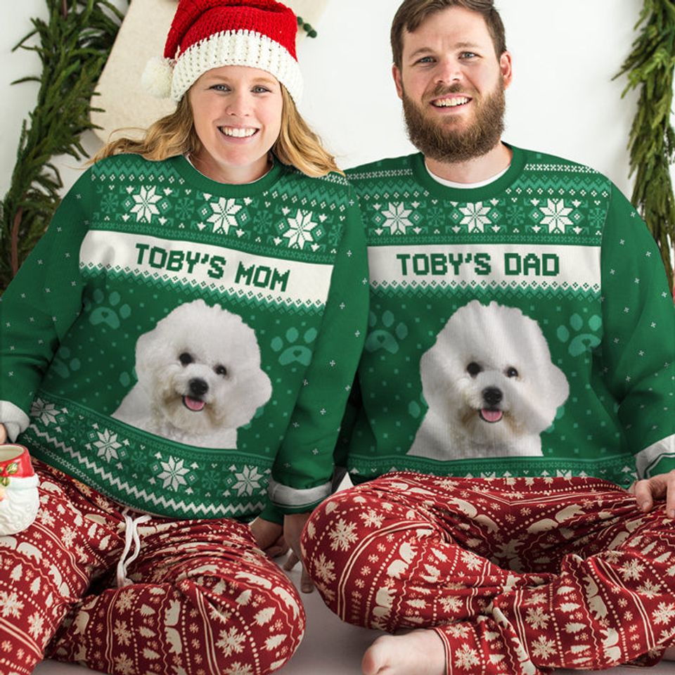 I'm A Dog Mom - Personalized Custom Unisex Ugly Christmas Sweatshirt - Upload Image, Gift For Pet Lovers - Image 3