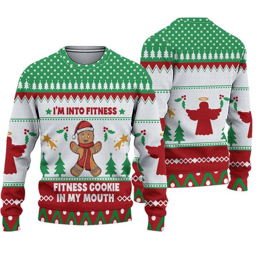 I'm into Fitness Fitness Cookie in my Mouth Unisex Ugly Christmas 3D Sweater - Image 2