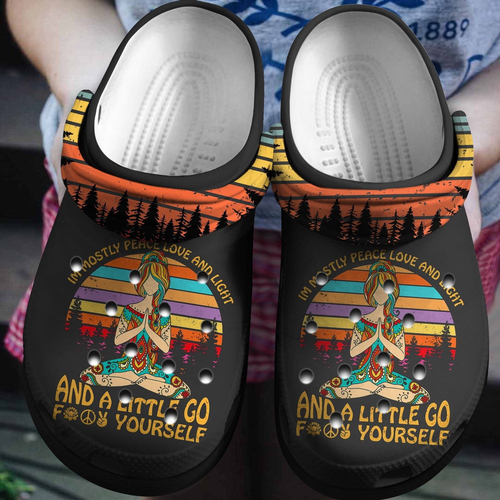 Im Mostly Peace Love And Light Shoes - Yoga Girl clogs Gift For Birthday