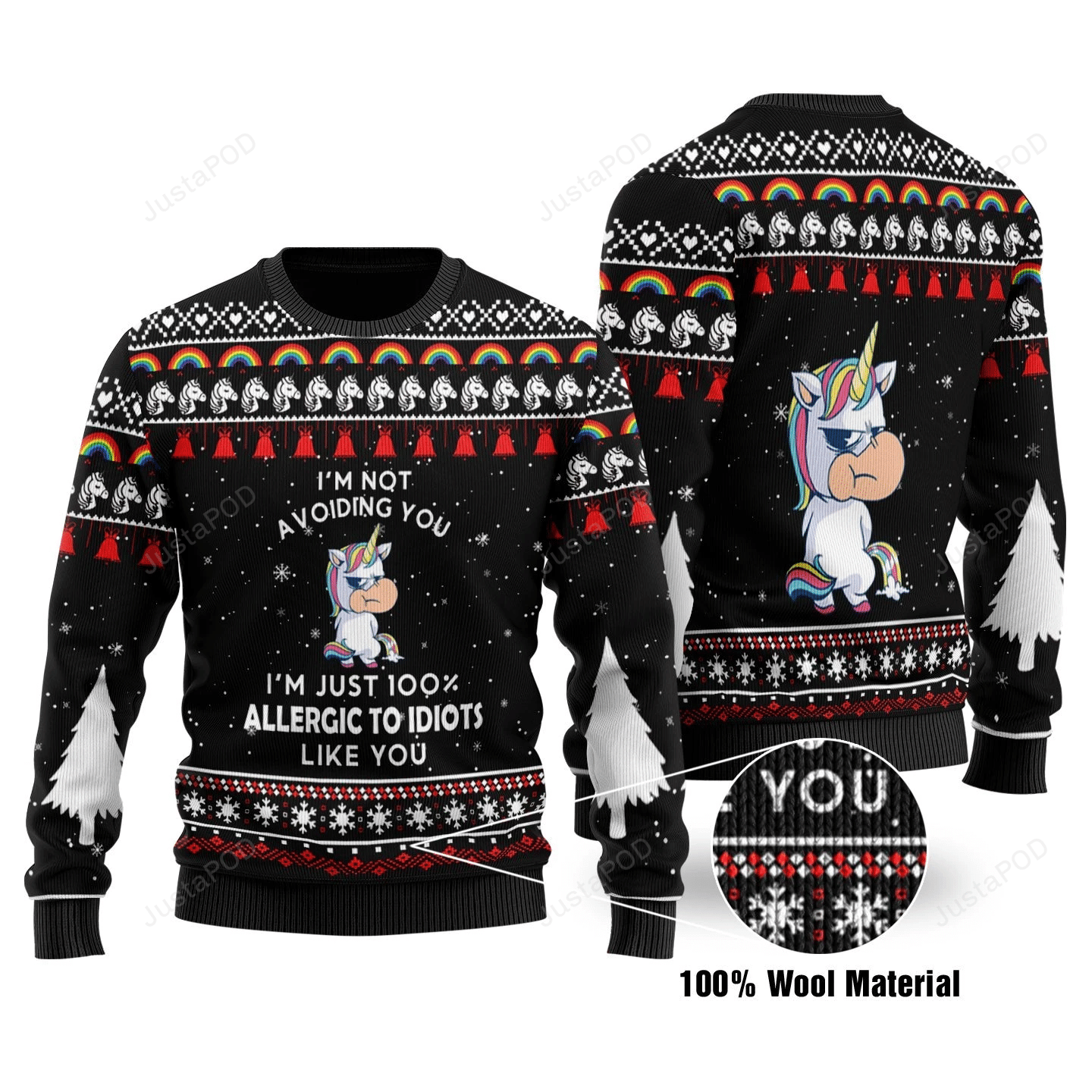 I'M Not Avoiding You Unicorn Ugly Christmas Sweater Adult 3D Funny Matching for family