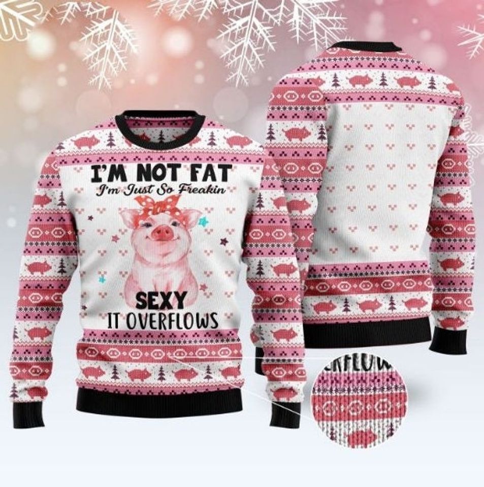 I'm Not Fat I'm Just So Freakin Sexy It Overflows Ugly Knitted Christmas Sweatshirt, Xmas 3D Sweater